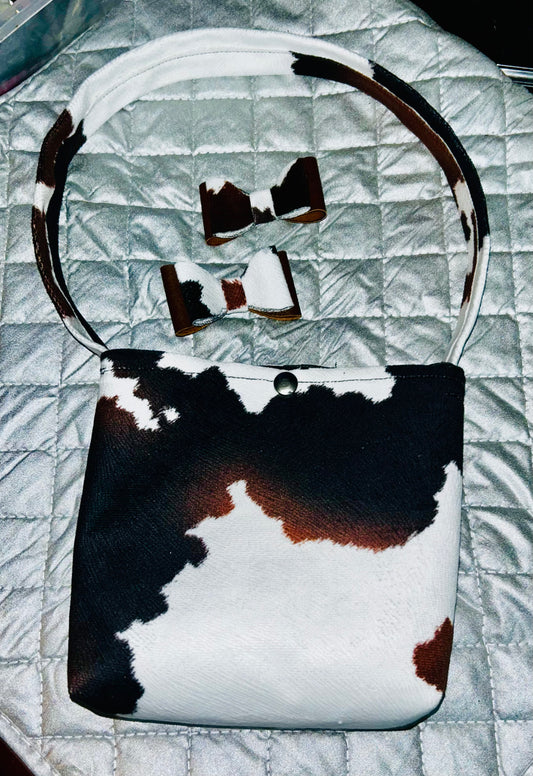 Handmade Childs Purse and Bow Set